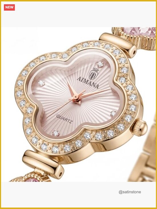 Vintage Quatrefoil Bracelet Watch for Women, Gold Tone, Small Analog Quartz main image 6